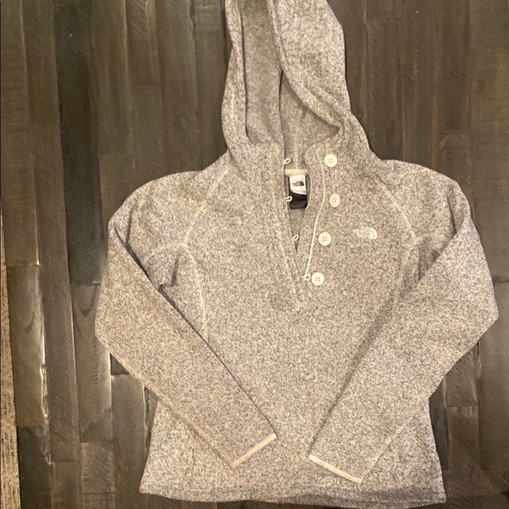 The North Face Gray hooded Sweater with Cozy Marled Texture